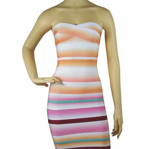 herve leger rainbow dress